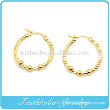 TKB-E0019 Inox Jewelry 316L Stainless Steel Ball Dangle Hoop Post Earrings Women's stainless steel hoop earrings